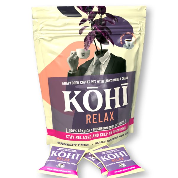 KOHI-RELAX, adaptogen coffee mix (Levia hriva & čaga & rhodiola + 100% arabica), 20x3g
