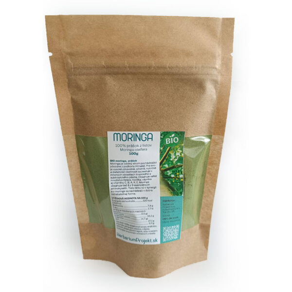 Bio MORINGA, 100% prášok z listov Moringa oleifera, 100g